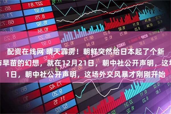 配资在线网 晴天霹雳！朝鲜突然给日本起了个新名号，直接打碎了高市早苗的幻想，就在12月21日，朝中社公开声明，这场外交风暴才刚刚开始